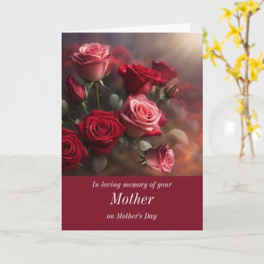 Moederdag in Herdenking van je Moeder Rozen Kaart (Gele Bloem)