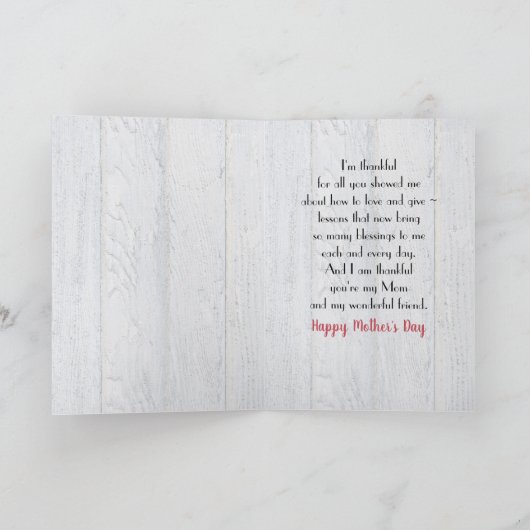 Moederdag in lint op hout kaart (Binnen)