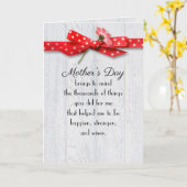 Moederdag in lint op hout kaart (Gele Bloem)