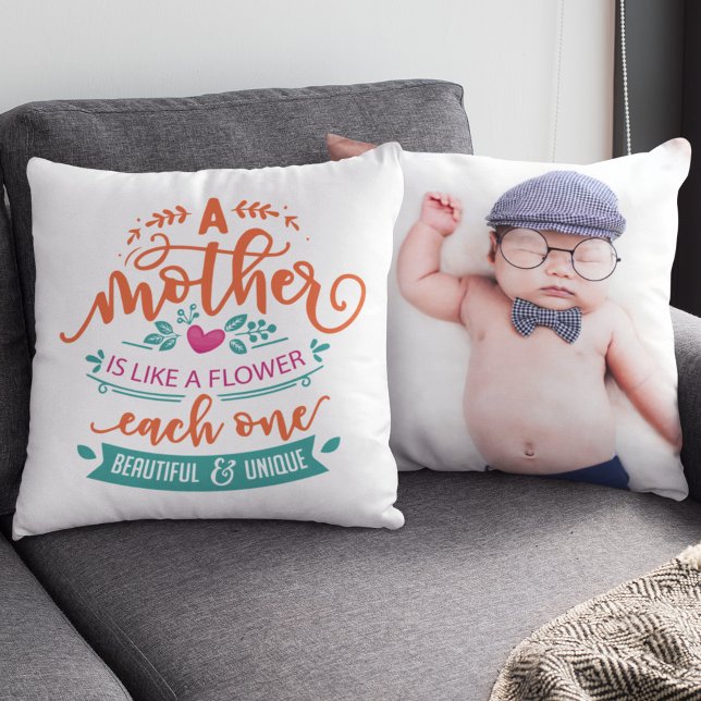 Moederdag inspirerend citaatfotosjabloon kussen (Creator heeft geüpload)