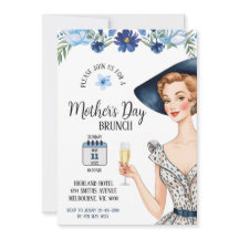 Moederdag Invitation - Dame met blauw Pet