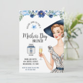 Moederdag Invitation - Dame met blauw Pet Kaart (Staand voorkant)