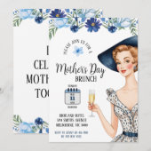 Moederdag Invitation - Dame met blauw Pet Kaart (Voorkant / Achterkant)
