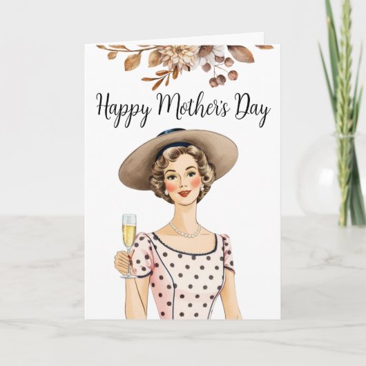 Moederdag Invitation - Dame met bruin Pet Bedankkaart (Voorkant)