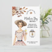 Moederdag Invitation - Dame met bruin Pet Kaart (Staand voorkant)