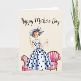 Moederdag Invitation - Dame met twee champagne Bedankkaart