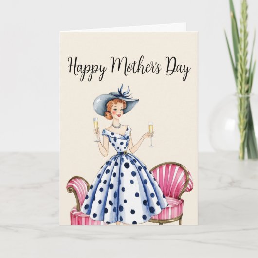 Moederdag Invitation - Dame met twee champagne Bedankkaart (Voorkant)