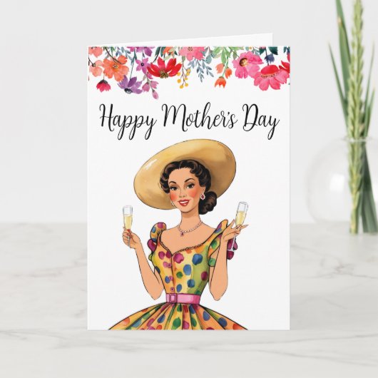 Moederdag Invitation - Dame met vlekkerige jurk Bedankkaart (Voorkant)