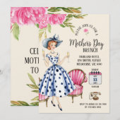 Moederdag Invitation - Lady Holding Champagnes Kaart (Voorkant / Achterkant)