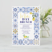 Moederdag Italiaanse blauwe tegels waterverf Kaart (Staand voorkant)