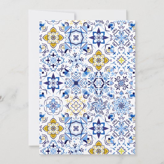 Moederdag Italiaanse blauwe tegels waterverf Kaart (Achterkant)