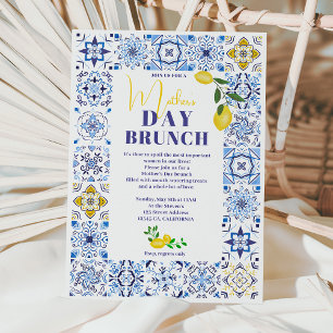 Moederdag Italiaanse blauwe tegels waterverf  Kaart