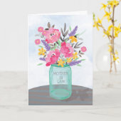 Moederdag Jar Vase met bloemen Kaart (Gele Bloem)