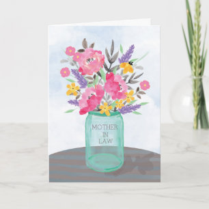 Moederdag Jar Vase met bloemen Kaart