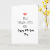 moederdag, je had altijd al gelijk , kaart (Gele Bloem)