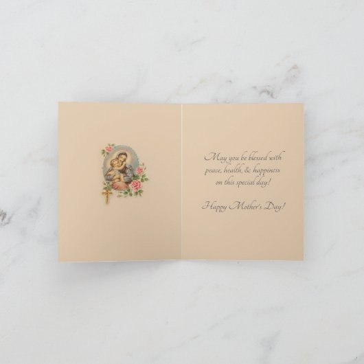 Moederdag Jesus Mary Roses Rosary Kaart (Binnen)