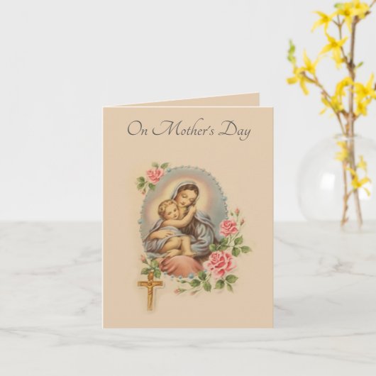 Moederdag Jesus Mary Roses Rosary Kaart (Gele Bloem)