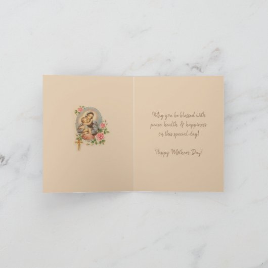 Moederdag Jezus Maria Rozen Rozenkrans Kaart (Binnen)