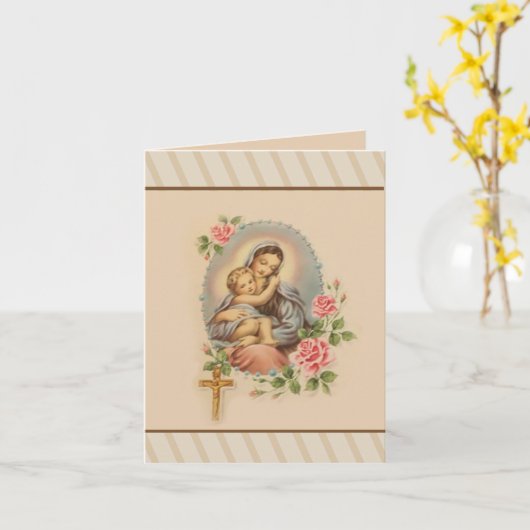 Moederdag Jezus Maria Rozen Rozenkrans Kaart (Gele Bloem)