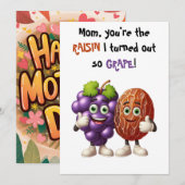 Moederdag Jij bent de rozijn die ik druif heb gema Bedankkaart (Voorkant / Achterkant)