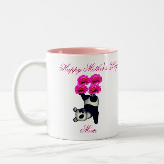 Moederdag Juggling Panda Beer Gepersonaliseerd Tweekleurige Koffiemok (Links)