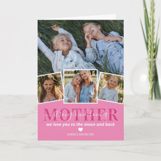 Moederdag Kaart | 4 Foto familie mam (Voorkant)