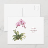 Moederdag kaart aquarel orchidee bloem elegant (Voorkant / Achterkant)