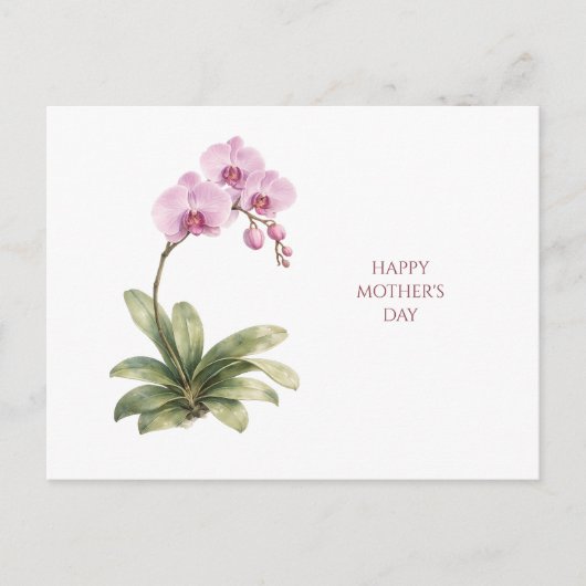 Moederdag kaart aquarel orchidee bloem elegant (Voorkant)