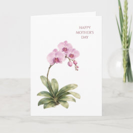 Moederdag kaart aquarel orchidee bloem elegant