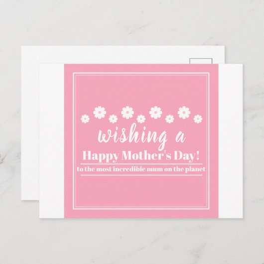 Moederdag kaart, beste moeder ooit briefkaart (Voorkant / Achterkant)