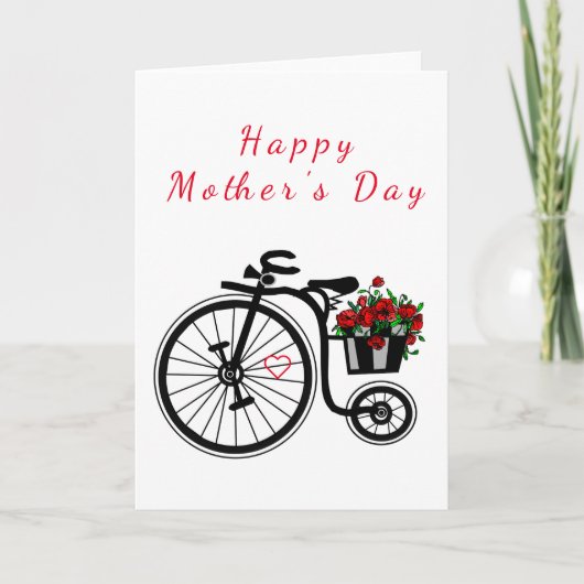 Moederdag Kaart bike met bloemen voor mam (Voorkant)