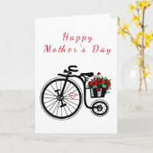 Moederdag Kaart bike met bloemen voor mam (Gele Bloem)