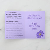 Moederdag Kaart Blauw Bloem Daisy Kaart (Binnen)