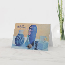 Moederdag Kaart Blauwe vazen