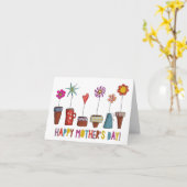 Moederdag kaart - Bloemen in Planten potten (Gele Bloem)