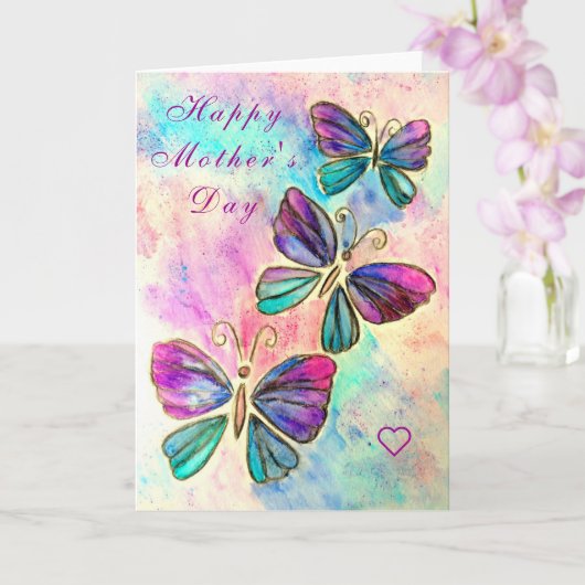 Moederdag Kaart Colorful Butterflies Flying (Orchidee)