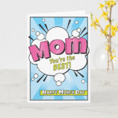 Moederdag Kaart Comic Bubble Comic Book Art (Gele Bloem)