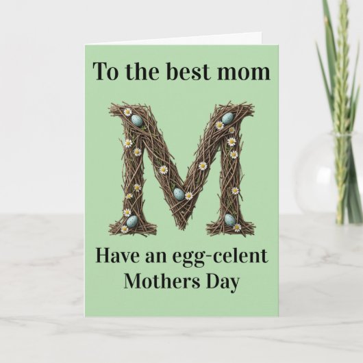 Moederdag kaart Cute Rustieke Bloem Letter (Voorkant)