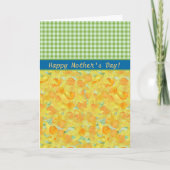Moederdag Kaart, Daffodils en Check Gingham Kaart (Voorkant)