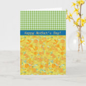 Moederdag Kaart, Daffodils en Check Gingham Kaart (Gele Bloem)