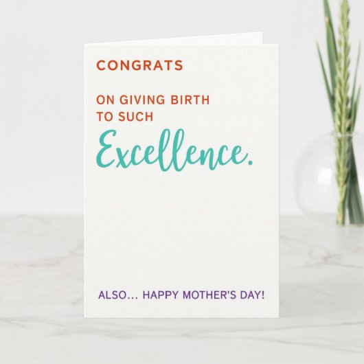 Moederdag kaart 'Excellentie' (Voorkant)