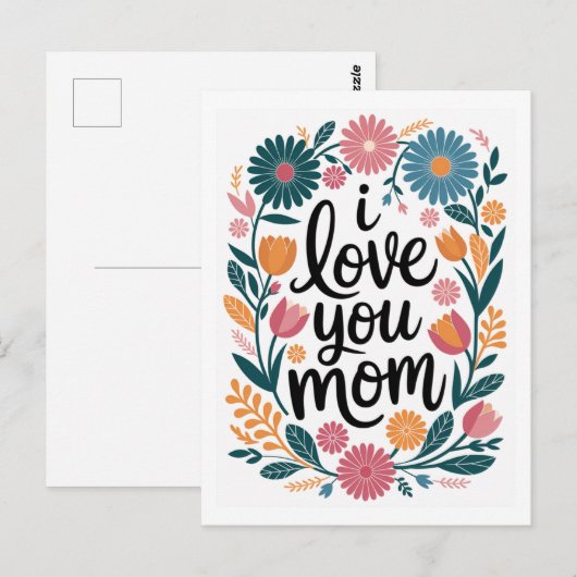 Moederdag kaart Gefeliciteerd met Moederdag Bloem  (Voorkant / Achterkant)