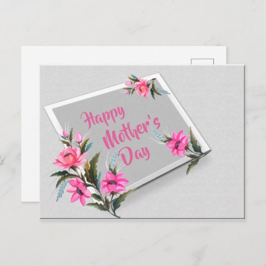 Moederdag kaart, Gelukkige Moederdag Kaart (Voorkant / Achterkant)