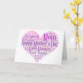 Moederdag Kaart Gepersonaliseerde Typografie Hart (Gele Bloem)