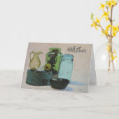 Moederdag Kaart groen glas (Gele Bloem)