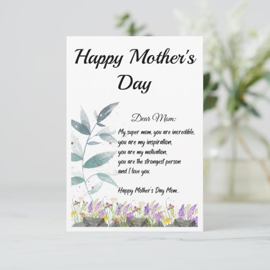 Moederdag Kaart/Happy Moederdag Bedankkaart (Staand voorkant)