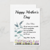 Moederdag Kaart/Happy Moederdag Bedankkaart (Voorkant / Achterkant)