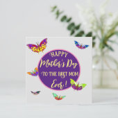 Moederdag kaart kalligrafie met vlinders (Staand voorkant)