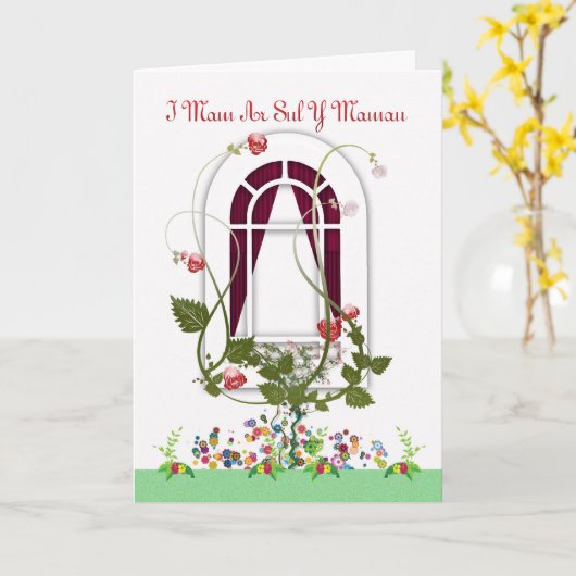 Moederdag Kaart - Mam Welsh Language (Gele Bloem)