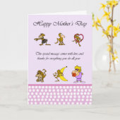 Moederdag kaart met aap (Gele Bloem)